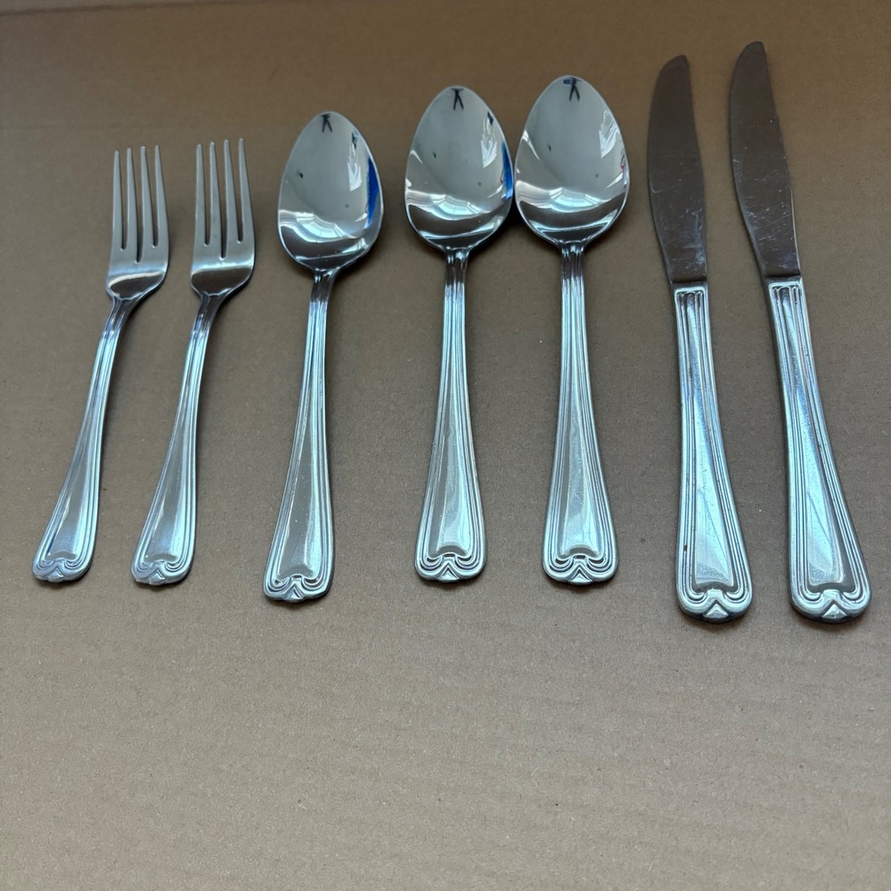 Cambridge Stainless Steel Silverware Set, 7 Pieces,‎ Knives Spoons Forks, China